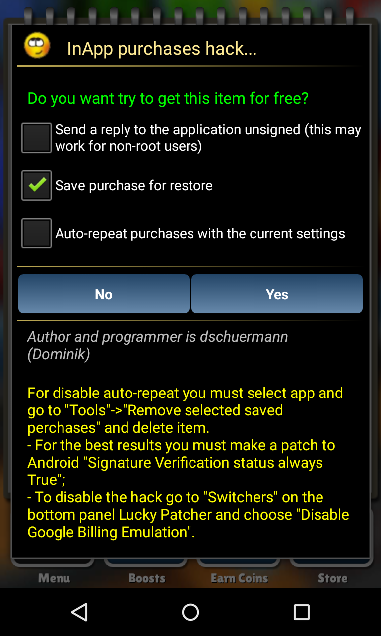 hack in game purchase android
